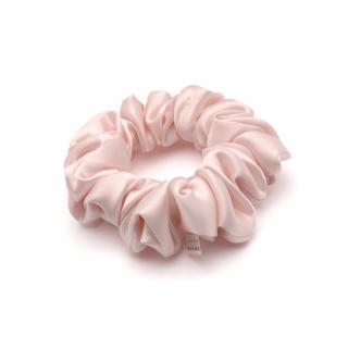 Jedwabne scrunchie gruba gumka do włosów jasnoróżowa