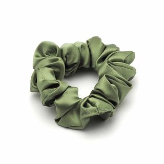 Jedwabne scrunchie gruba gumka do włosów oliwkowa