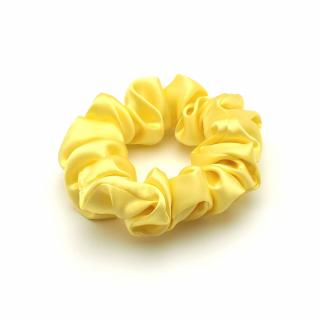 Jedwabne scrunchie gruba gumka do włosów żółta