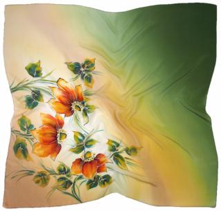 "Koniec lata", apaszka jedwabna, ręcznie malowana, 90x90cm