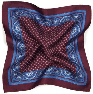 Męska poszetka do brustaszy w marynarce 100% jedwab z wzorem paisley 30x30 cm