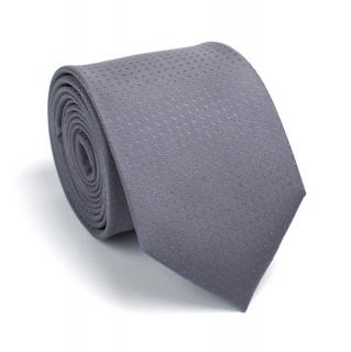 OUTLET-KR-021 Szary krawat męski jedwabny - elegancki krawat na prezent