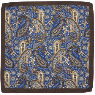 PM-087 Brązowa Poszetka z Mikrofibry w Turecki Wzór Paisley