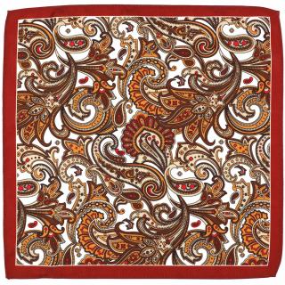 PM-098 Poszetka z Mikrofibry Paisley na Białym Tle