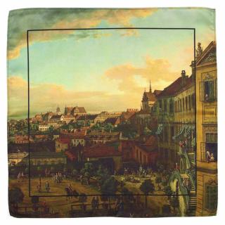 Poszetka z reprodukcją obrazu "Widok Warszawy z tarasu Zamku Królewskiego" autorstwa Bernardo Bellotto