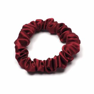 Satynowa gumka do włosów frotka scrunchie slim bordowa