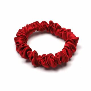 Satynowa gumka do włosów frotka scrunchie slim czerwona