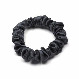 Satynowa gumka do włosów frotka scrunchie slim grafitowa