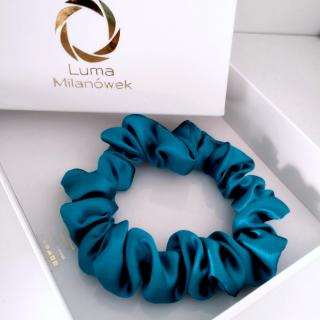 Satynowa gumka do włosów frotka scrunchie slim morska
