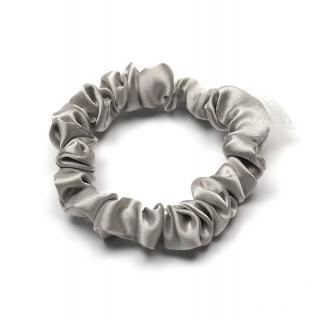 Satynowa gumka do włosów frotka scrunchie slim srebrna