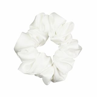Scrunchie jedwabna gumka do włosów biała
