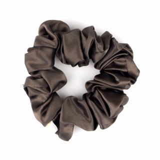 Scrunchie jedwabna gumka do włosów brązowa