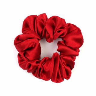 Scrunchie jedwabna gumka do włosów czerwona