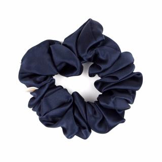 Scrunchie jedwabna gumka do włosów granatowa