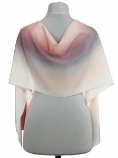 SZC-041 Wielokolorowy Jedwabny Szal Recznie Cieniowany, 170x45cm