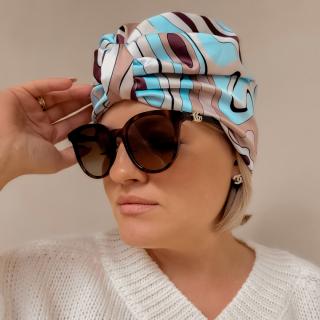 Turban na głowę Beżowa Abstrakcja