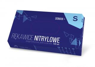 Rękawice nitrylowe bezpudrowe DOMAN Plus 100szt. r.S