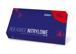Rękawice nitrylowe bezpudrowe DOMAN Plus 100szt. r.XL