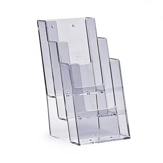 Stojak na ulotki 4 x DL / A6 plexi odlewany 4C110