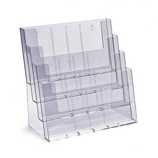 Stojak na ulotki kaskadowy  4 x A4, 8 x A5, 12 x DL plexi odlewany 4C330
