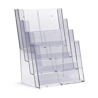 Stojak na ulotki kaskadowy 4 x A4 / 8 x DL plexi odlewany 4C230