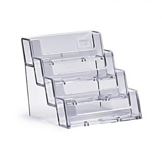Stojak na wizytówki 4 kaskadowe kieszenie plexi odlewany 4BC93