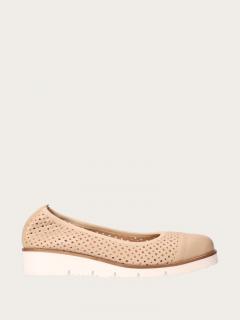 Beżowe ażurowe balerinki slip-on