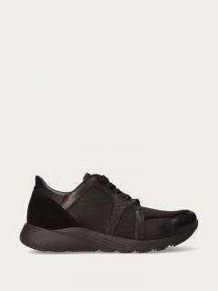 Czarne licowe sneakersy z siatką