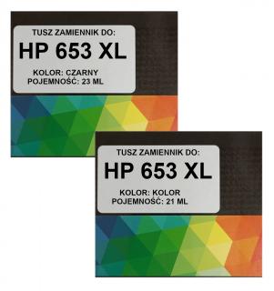 Zgodny komplet tuszy do HP 653XL DeskJet Plus 6075 6475 3YM74AE + 3YM75AE
