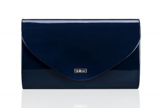 Elegancka kopertówka FELICE, błyszcząca, wzór F15, granatowa