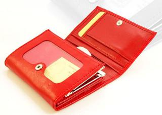 Elegancki portfel damski z biglem, skórzany PD-013 BV Red