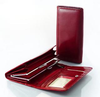 Elegancki portfel damski z biglem, skórzany PD-062 S