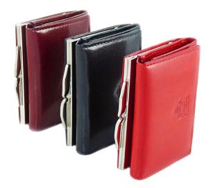 Elegancki portfel damski z biglem, skórzany PD-067 S Black