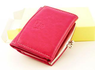 Elegancki portfel damski z biglem, skórzany PD-212 BV Red