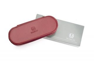 Elegancki szkolny, biurowy piórnik skórzany, etui na art. piśmienne lub okulary E-04S Bordowy