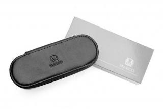 Elegancki szkolny piórnik skórzany, etui na art. piśmienne lub okulary E-04S Black
