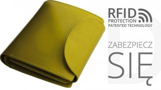 Portfel damski skórzany z zabezpieczeniem skanowania kart  RFID PROTECTION PD-357 Zielony