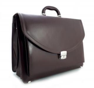 Skórzana teczka biznesowa z organizerem, aktówka z miejscem na laptop, 16 cali wzór Stefania ST-580DW  Brown