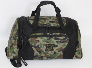 TORBA PODRÓŻNA NA RAMIĘ militarna, BAG STREET, 4049 Oliwkowy maskujący