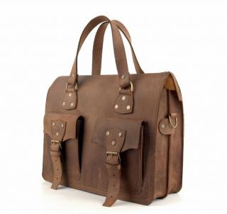 Torba skórzana BarellyBags- Floryda - piękna aktówka w stylu Vintage, kolor Brąz Barka