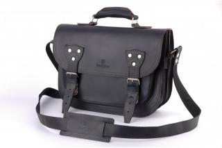 Torba skórzana BarellyBags Vintage Casablanca, torebka listonoszka, Czarna