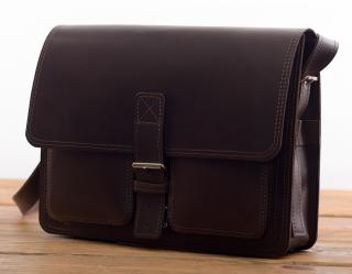 Torba skórzana Mexico Slim BarellyBags, Kasztanowy brąz