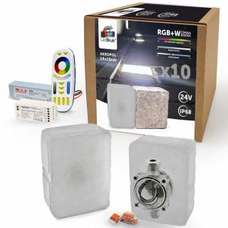 10x LedBruk Akropol RGBW BZ + sterownik + zasilacz