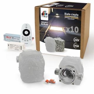 10x LedBruk Granit Mleczny 8x9x6,5 cm Biała ciepła