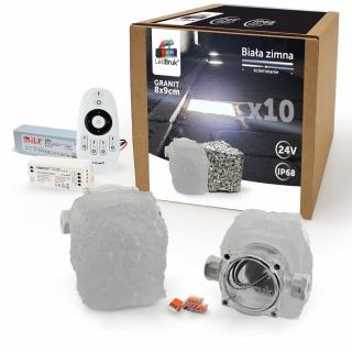 10x LedBruk Granit Mleczny 8x9x6,5 cm Biała zimna