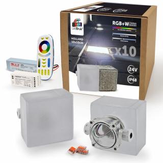 10x LedBruk Holland 10x10 RGBW BZ + sterow+zasil.