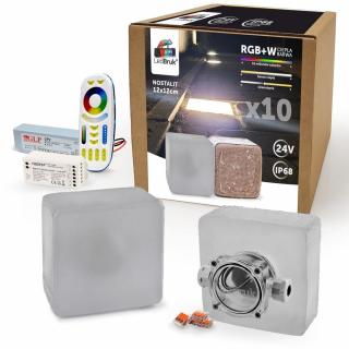 10x LedBruk Nostalit 12x12 RGBW BC + sterow+zasil.