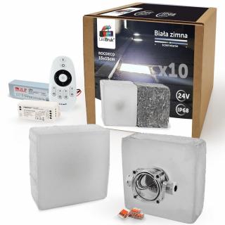 10x LedBruk Rocdeco 15x15 cm Biała zimna