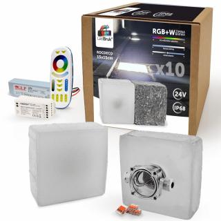 10x LedBruk Rocdeco 15x15 RGBW BZ zasilacz+sterow.