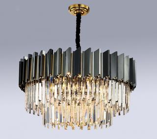 Luksusowy czarny żyrandol kryształowy 100cm - K507